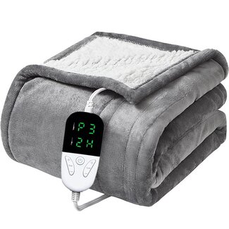 Quality Heating Couverture électrique - Couverture chauffante - 1 personne - 180x150 cm - Polaire - Gris