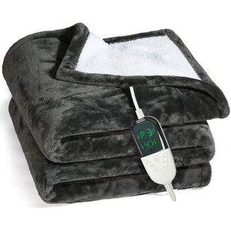 Quality Heating Couverture électrique - Couverture chauffante - 1 personne - 180x150 cm - Polaire - noire -