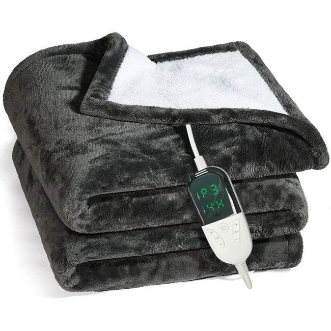 Elektrische omslagdeken - Warmtedeken - 1 persoons - 180x150 cm - Fleece - black -