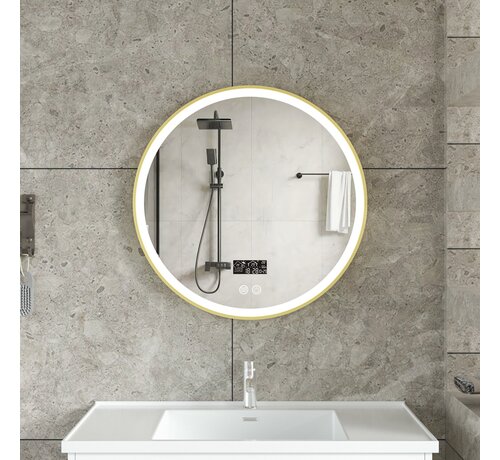 Quality Heating Miroir intelligent rond 60cm cadre or avec éclairage LED, anti-condensation et wifi