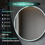 Miroir rond 60 cm avec cadre noir, éclairage LED et anti-condensation
