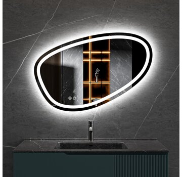 Quality Heating Spiegel asymmetrisch inbouw led verlichting en anti-condens 90cm breed en 60cm hoog