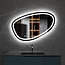 Miroir asymétrique avec éclairage LED encastré et anti-buée 90cm de large et 60cm de haut