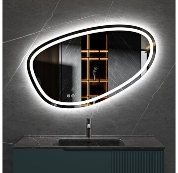 Quality Heating Spiegel asymmetrisch inbouw led verlichting en anti-condens 100cm breed en 65cm hoog