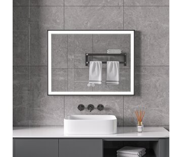 Bella Mirror Miroir avec cadre noir, LED, anti-buée 60 x 60 cm