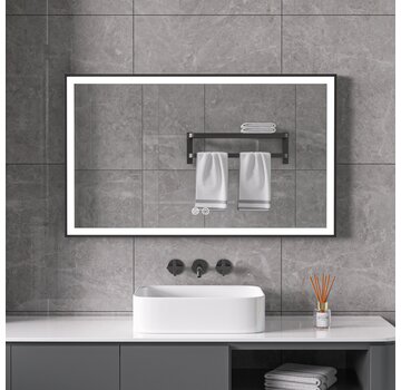 Bella Mirror Miroir avec cadre noir, LED, anti-buée 60 x 100 cm