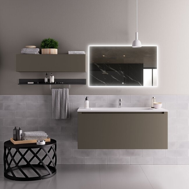 Miroir avec cadre noir, LED, anti-buée 60 x 100 cm