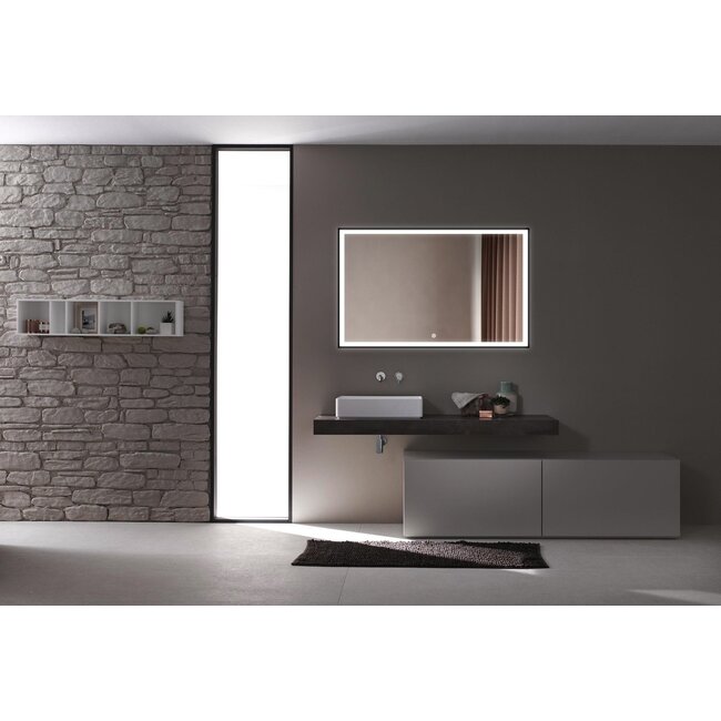 Miroir avec cadre noir, LED, anti-buée 60 x 100 cm