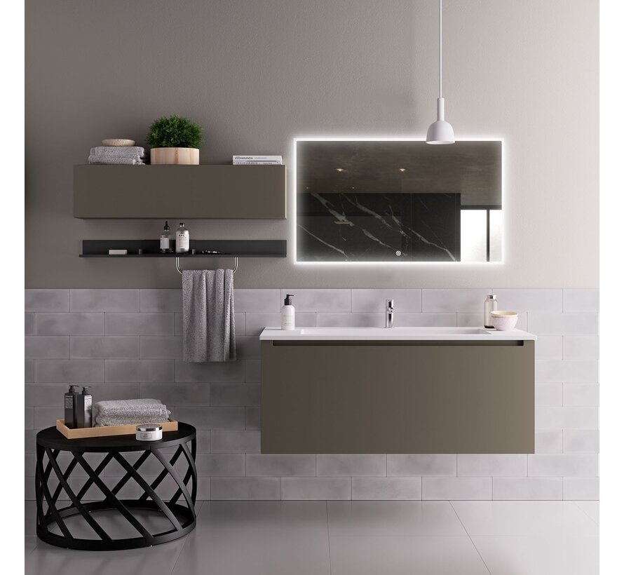 Spiegel met zwart frame, led, anticondens 60 x 120 cm