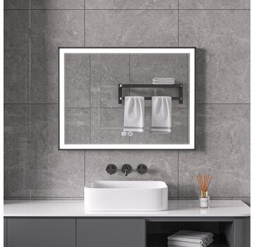 Bella Mirror Miroir avec cadre noir, LED, anti-buée 60 x 80 cm