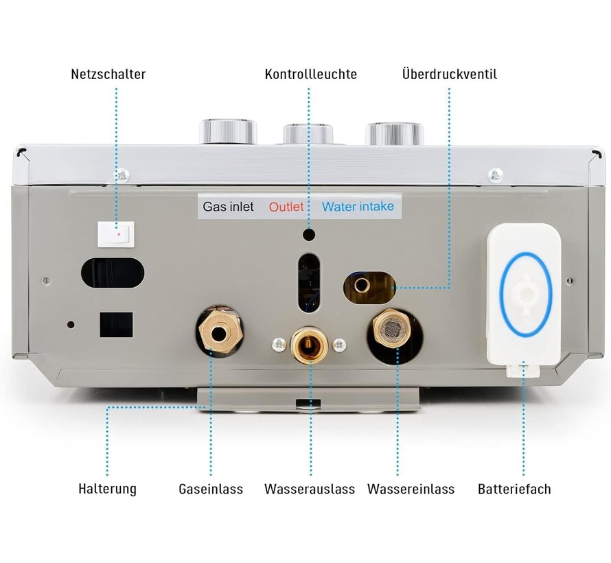 Propaan geiser - LPG geiser 12, 16 of 18 Liter / minuut Boiler