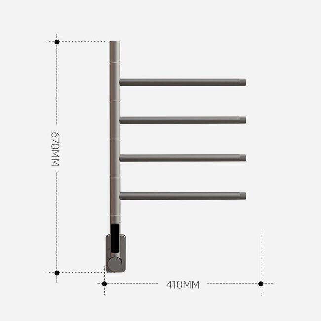 Elektrische handdoek radiator black met thermostaat