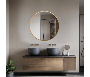 Bella Mirror Miroir rond 100 cm avec cadre doré