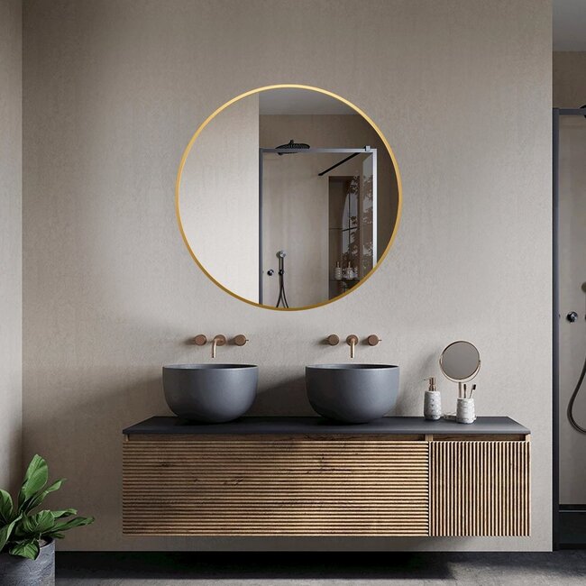 Miroir rond 100 cm avec cadre doré