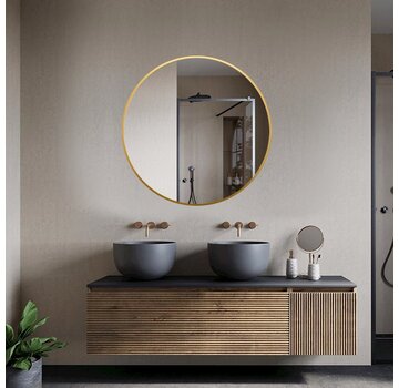 Bella Mirror Miroir rond 80 cm avec cadre doré