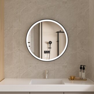 Bella Mirror Smart spiegel rond 60 cm zwart frame met led verlichting, anti-condens en wifi