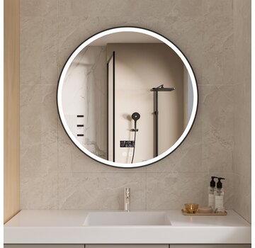 Quality Heating Miroir intelligent rond 80cm cadre noir avec wifi