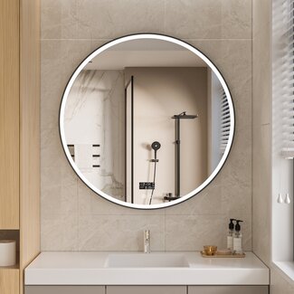 Bella Mirror Smart spiegel rond 100cm zwart frame met led verlichting, anti-condens en wifi