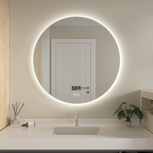 Smart spiegel rond 80cm frameloos met led verlichting, anti-condens en wifi