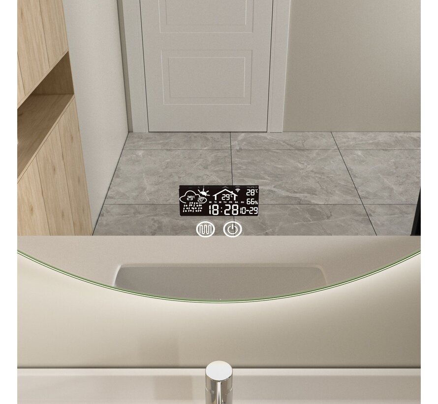 Miroir intelligent rond 80cm sans cadre avec éclairage LED, anti-buée et wifi