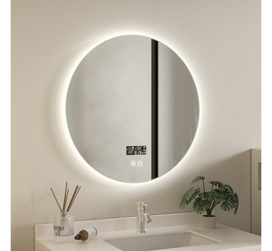 Smart spiegel rond 60cm frameloos met led verlichting, anti-condens en wifi