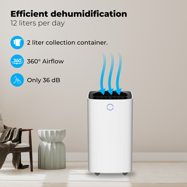 Tweede kans slimme luchtontvochtiger compact 12 Liter Wifi met carbon filter  - 4682