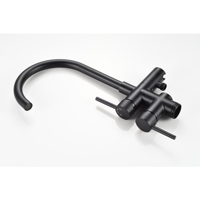 Mélangeur bain sur pied - avec douchette - noir mat