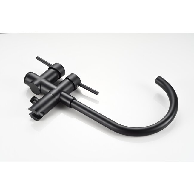 Mélangeur bain sur pied - avec douchette - noir mat