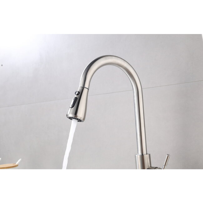 Robinet de cuisine Nurion argenté avec bec