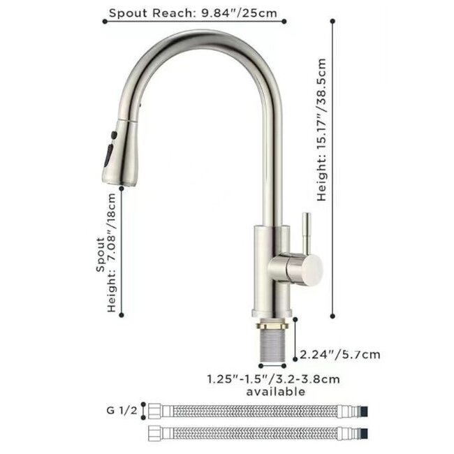 Nurion keukenkraan Silver met uitloop