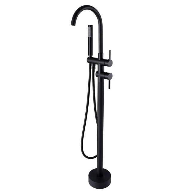 Mélangeur bain sur pied - avec douchette - noir mat