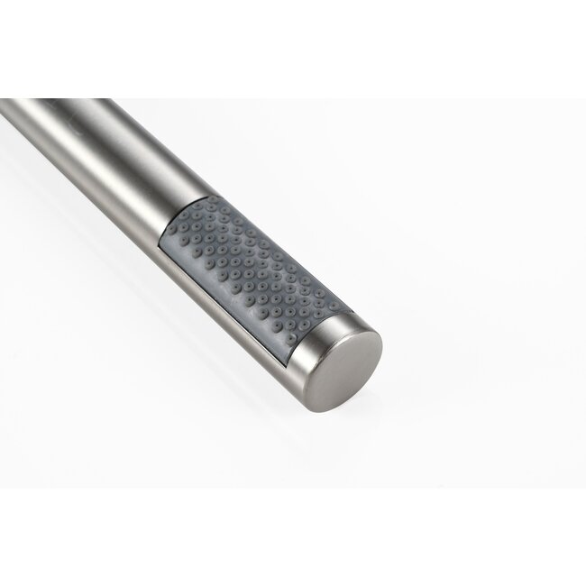 Vrijstaande badmengkraan – inclusief handdouche – brushed steel