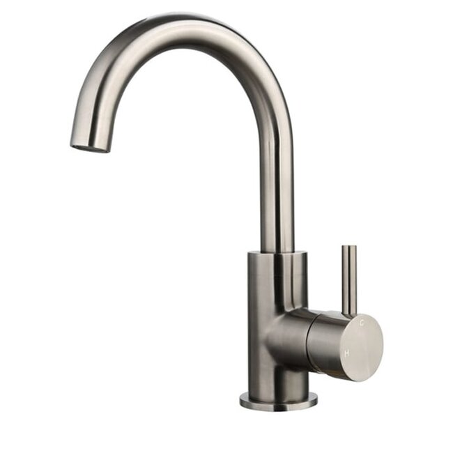 Robinet de lavabo en métal Gun avec bec pivotant à 180 degrés