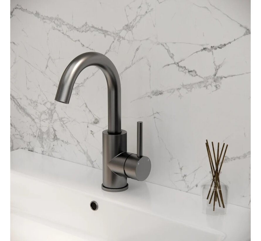 Robinet de lavabo en métal Gun avec bec pivotant à 180 degrés