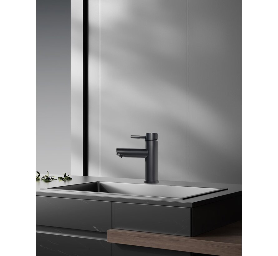 Robinet de lavabo noir mat