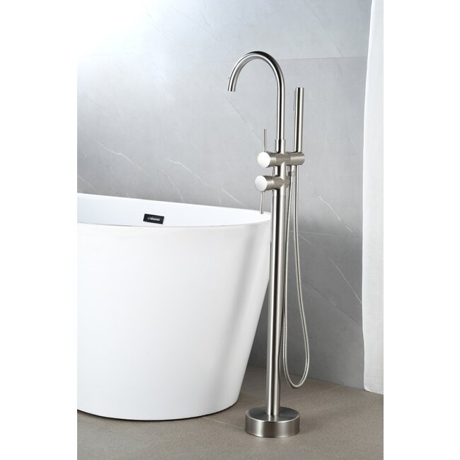 Mélangeur bain sur pied - avec douchette -chrome