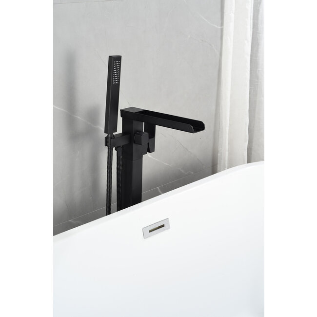 Mélangeur bain sur pied - avec douchette - noir mat