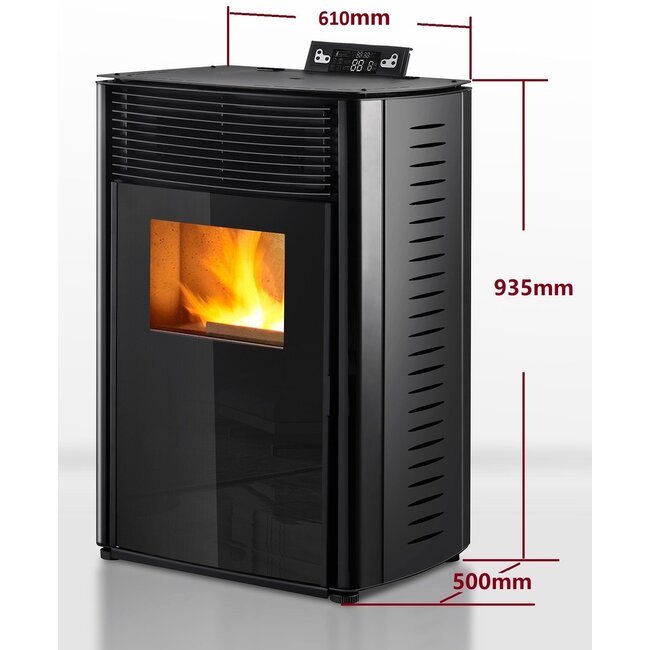 Pelletkachel - 13.1kW - voor 80-100 m2 - 5 niveaus - timer - CR04 Black