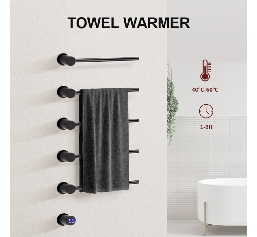 Radiateur sèche-serviettes électrique noir avec thermostat L-SR0200-B