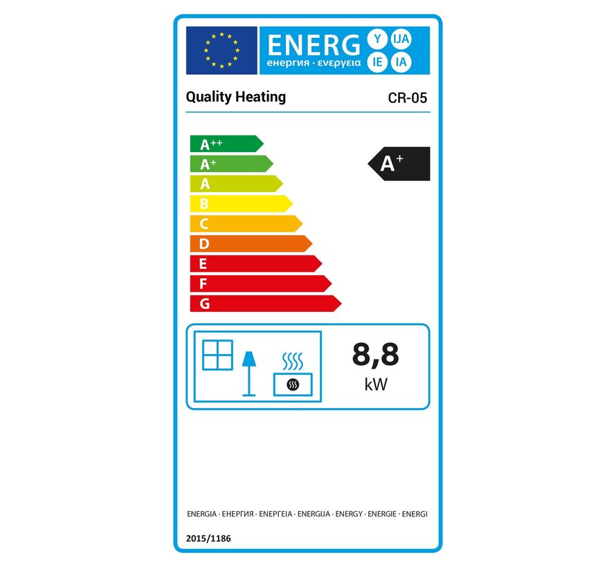 Pelletkachel - 8.8KW - voor 60-80 m2 - 5 niveaus - timer - CR05 Black