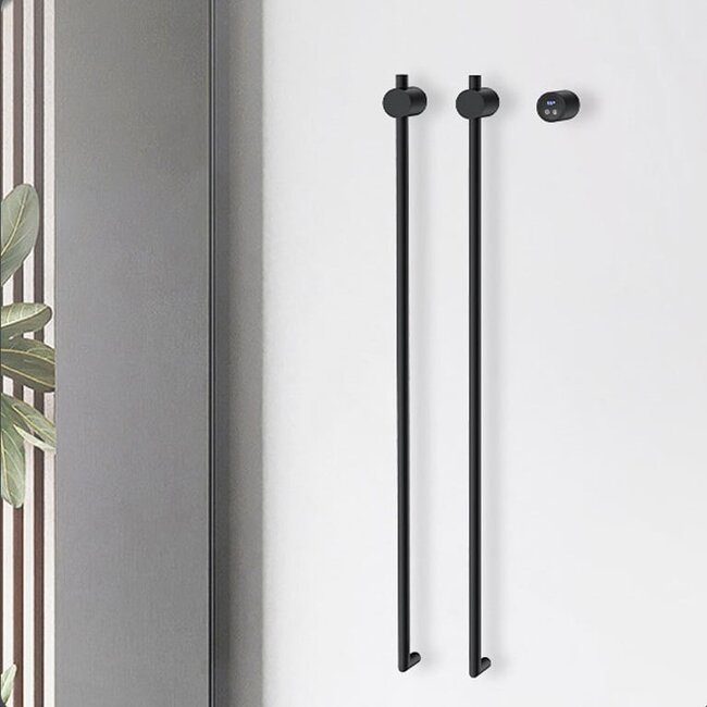 Radiateur sèche-serviettes électrique noir avec thermostat L-SR0200-B