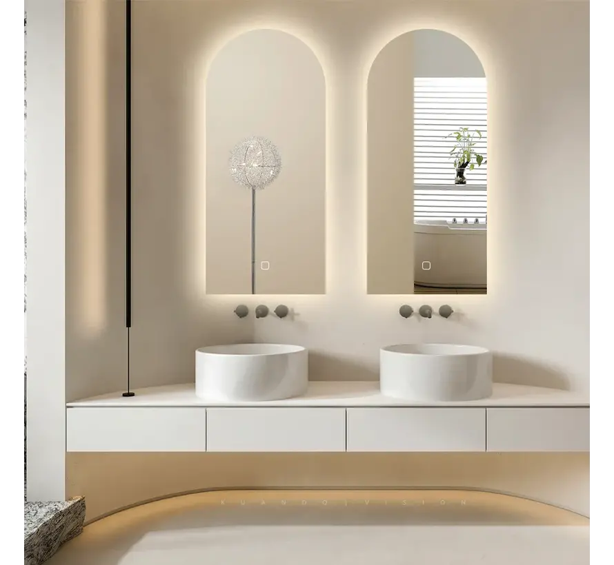 Miroir avec LED demi-ovale 50 x 100 cm