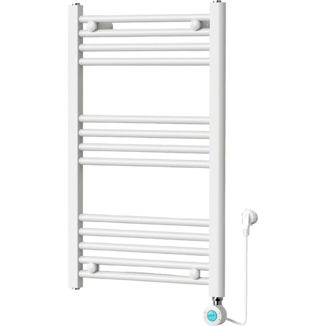 Radiateur sèche-serviettes électrique avec thermostat digital - Radiateur Salle de bain - 800 × 500 mm - Blanc mat - 300 watts