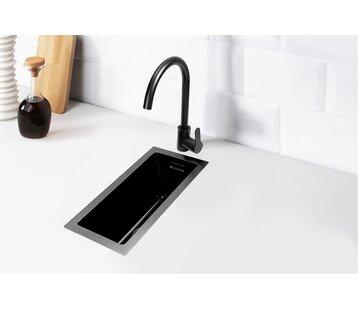 Nurion Nurion Spoelbak Black Metal 22 x 44 – Spoelbak Keuken - Spoelbakken Keuken – Wasbak Keuken - zonder Kraangat RVS