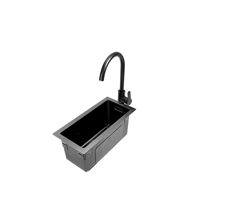 Nurion Spoelbak Black Metal 22 x 44 – Spoelbak Keuken - Spoelbakken Keuken – Wasbak Keuken - zonder Kraangat RVS