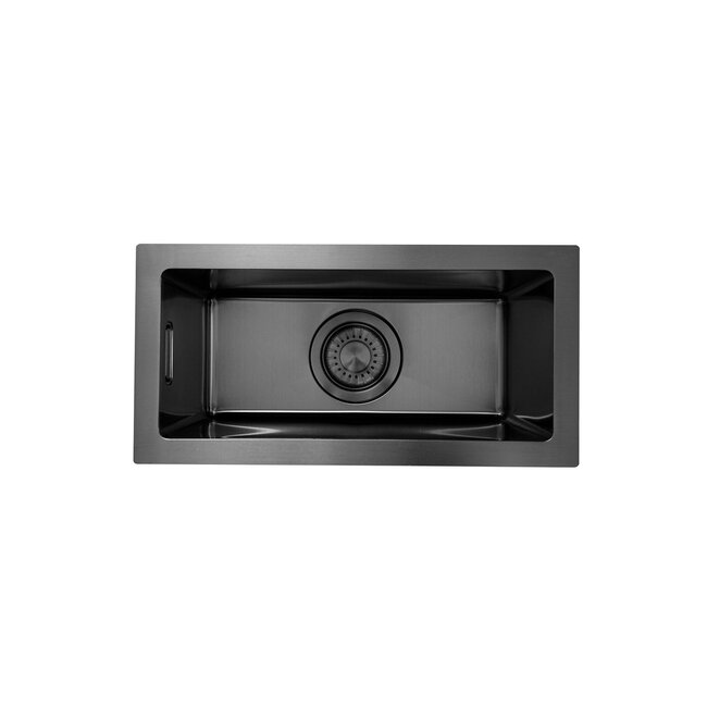 Nurion Evier Noir Métal 22 x 44 - Evier Cuisine - Eviers Cuisine - Evier Cuisine - sans trou de robinet acier inoxydable