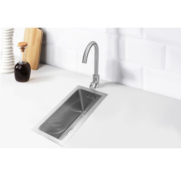Nurion Nurion Spoelbak RVS 22 x 44 – Spoelbak Keuken - Spoelbakken Keuken – Wasbak Keuken - zonder Kraangat RVS