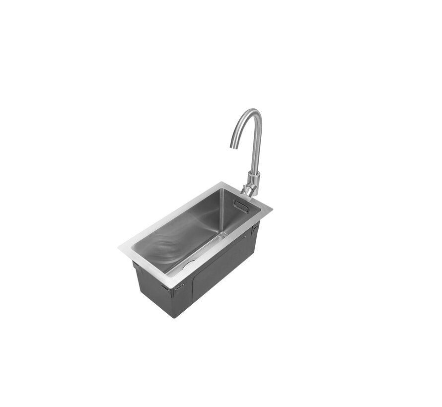 Nurion Spoelbak RVS 22 x 44 – Spoelbak Keuken - Spoelbakken Keuken – Wasbak Keuken - zonder Kraangat RVS