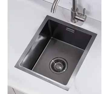 Nurion Nurion Spoelbak Black Metal 40 x 40 – Spoelbak Keuken - Spoelbakken Keuken – Wasbak Keuken - zonder Kraangat RVS