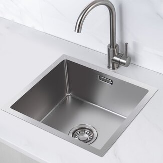 Nurion Évier Nurion inox 39,5 x 34,5 – Évier de cuisine - Éviers de cuisine – Cuve de cuisine - sans perçage pour robinet